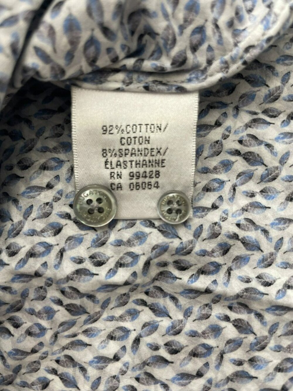 Bugatchi Platinum Long Sleeve Button-Up Shirt Floral Stretch Men's Sz M $199MSRP - Picture 8 of 8